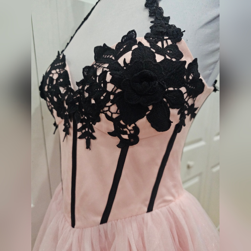 Dolls Kill Unholy Pastel Goth Pink Black Lace The Night Of Corset Tutu Dress S - Picture 7 of 12